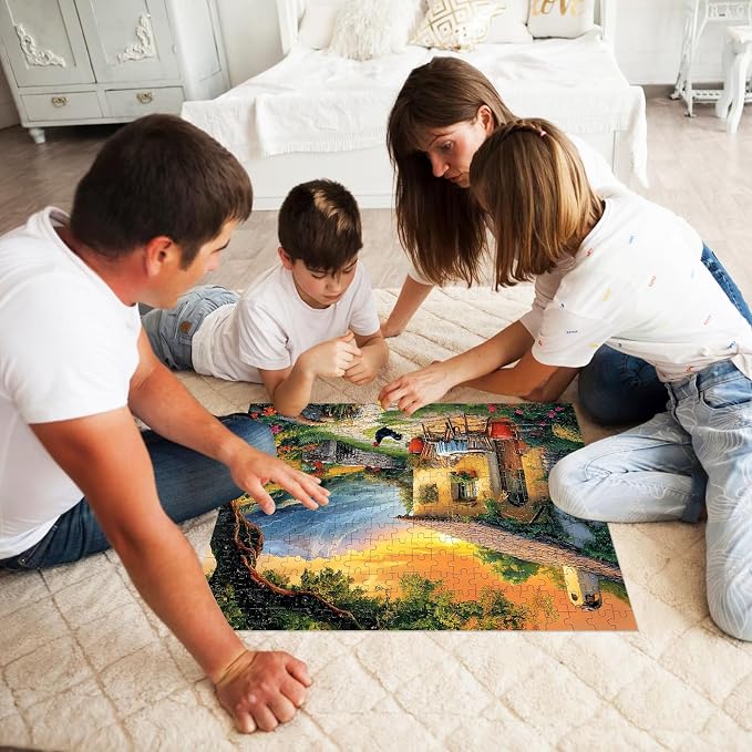 Jigsaw Puzzles 300 Pieces for Adults,Village Puzzles 300 Pieces for Kids | Chicken Animal Puzzle Games,Mountains Cabin Countryside Jigsaw Puzzle Family Challenging Puzzle Gift Toy for Men Women