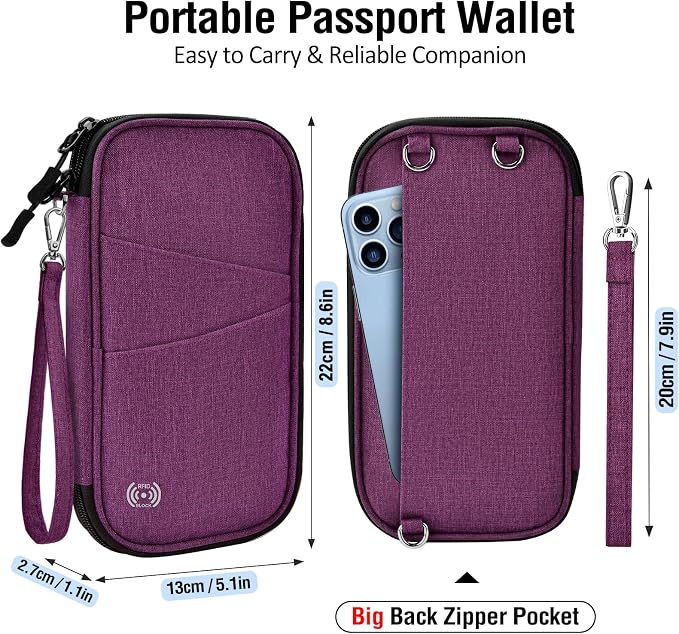 BKNOOU Passport Holder Family Rfid Blocking Travel Document Organizer,Travel Passport Wallet Waterproof Multiple Passport Holder for Traveling,Passport Organizer for Men Women