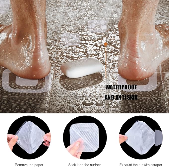 Non-Slip Bathtub Stickers, 36 PCS Safety Bathroom Tubs Showers Treads Adhesive Decals Scraper (Clear)