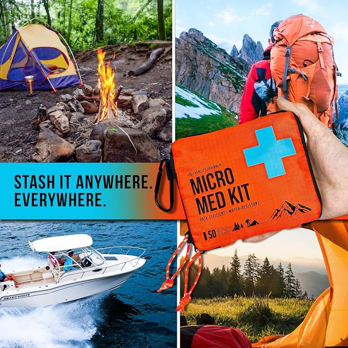 EVERLIT Ultralight Mini First Aid Kit, EDC Medical Kit, Water-Resistant EDC Mini Kit for Hiking, Backpacking, Camping, Cycling (Orange)