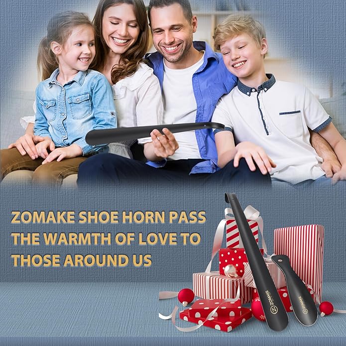 ZOMAKE Shoe Horn Long Handle for Seniors Men Women,16.5" Metal Long Shoehorn for Boots Shoe Spoon Helper