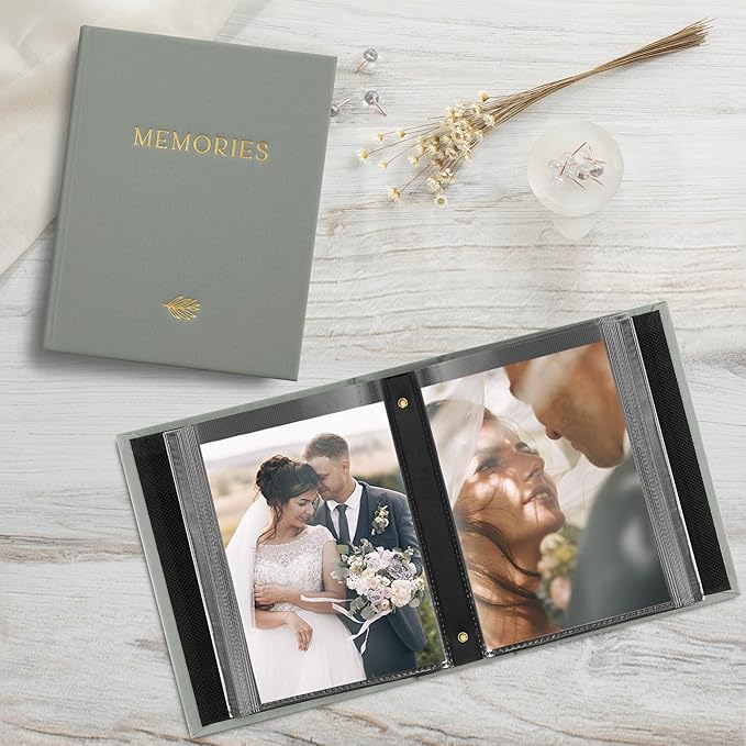 Beautiful Linen Photo Album For 4x6 Photos - Safely Holds Up To 100 Pictures of Unique Memories - The Perfect Large Photo Book To Store All Pictures of Treasured Family, Baby or Wedding Moments