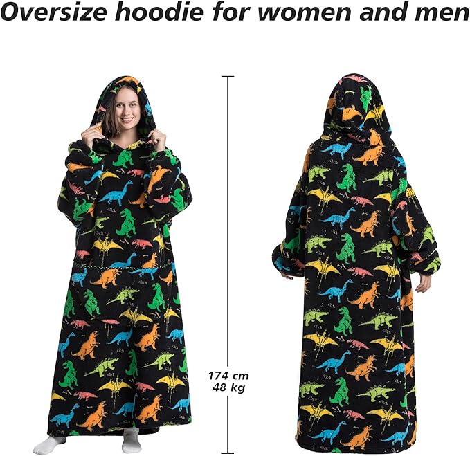 Blanket Hoodie, Long Hooded Blanket Sweatshirt as Birthday Gifts for Women Men, Long Wearable Blanket for Women Men.
