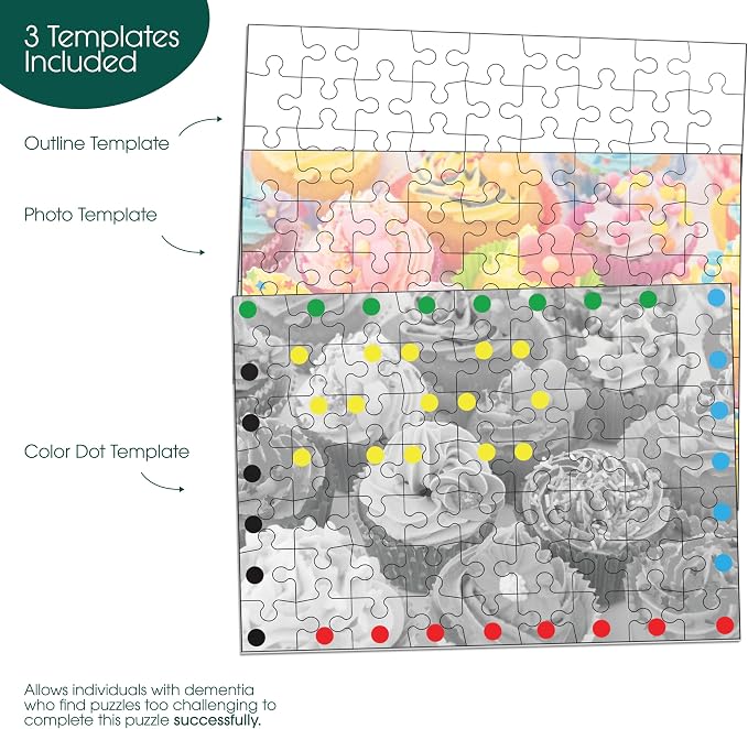 Keeping Busy Cupcake Dementia Puzzles Activities for Seniors | Alzheimer Products for Elderly Patients | Fun Memory Game Toy & Cognitive Brain for Senior Citizens w/Memory Loss or Alzheimers 63 PC