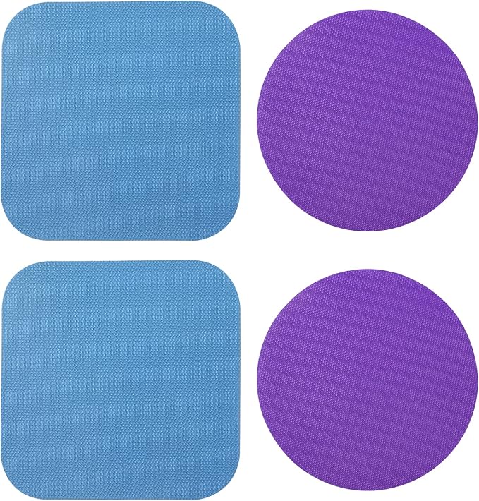 LUTER 4pcs Jar Opener, Rubber, Multi-function Silicone Bottle Opener for Seniors with Weak Hands Lid Cap Gripper Pads Kitchen Coasters Gadgets(blue square + purple round)