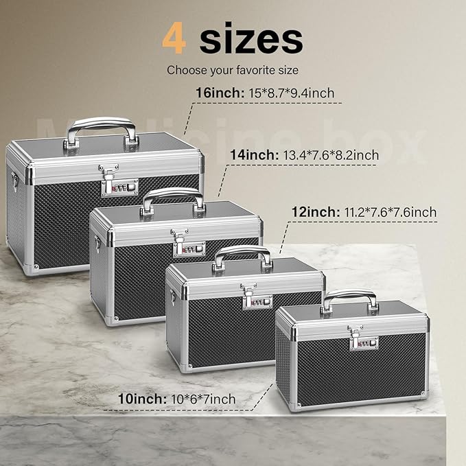 Medicine Lock Box with Combination Lock - 10 x 6 x 6.7 Inches - First Aid Safe Medication Storage Box, Personal Items Safe Case for Home and Outdoor - Black 【No Strap】