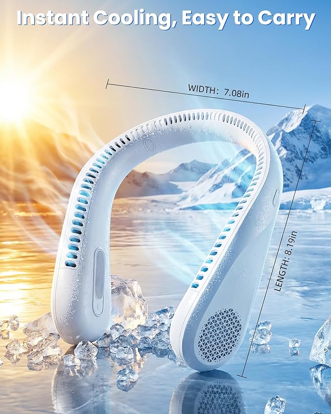Chasesun Portable Neck Fan - Rechargeable Personal Fan, 20 Hours Cooling Time, No Hair Tangling, Hands-Free Bladeless Fan for Travel, birthday Gifts for Women and Men