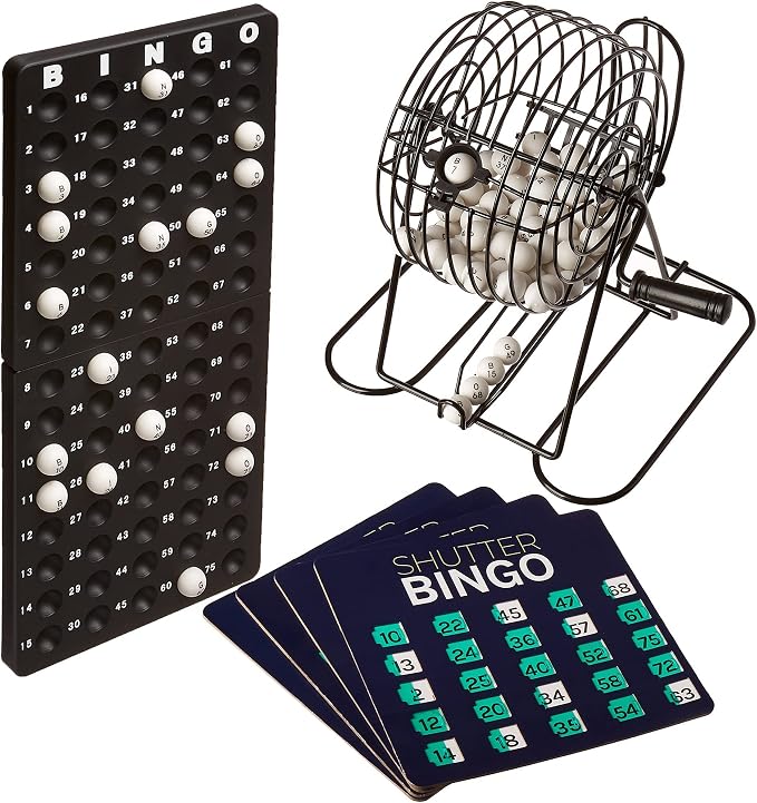 Royal Bingo Supplies Bingo Game Set for Adults, Seniors & Family - Bingo Balls with Cage and Bingo Cards with Sliding Windows - Shutter Card Roller Cage Set