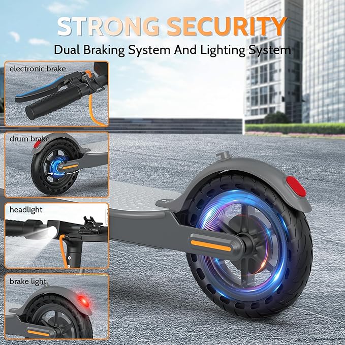 Electric Scooter for Adults, Folding E Scooter with 350W/500W Motor 16-24 Mph Top Speed, Max 15-60 Miles Long Range, 6.5''/8.5''/10''/14'' Solid Tires Commuting Scooters, Dual Brakes, APP