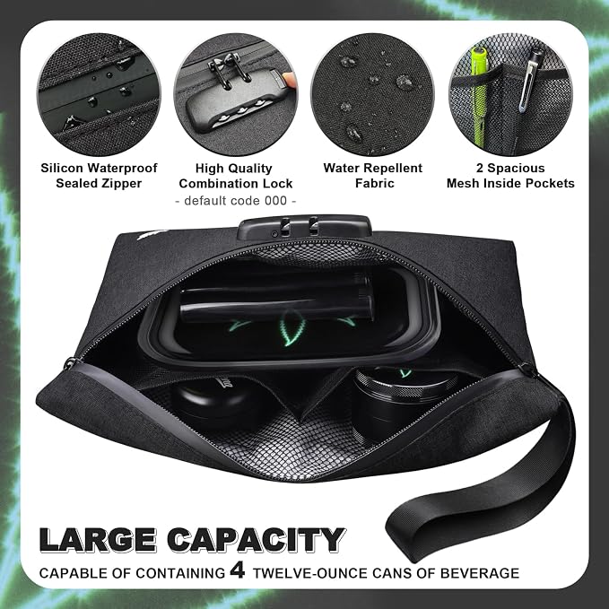Smell Proof Bag with Combination Lock Large Storage Container Medicine Lock Bag Money Organizer Travel Storage Pouch