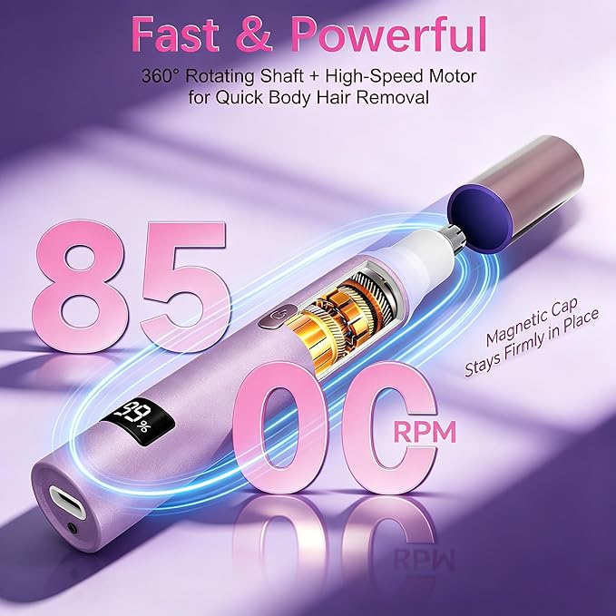 RUIM Electric Nose Hair Trimmer for Women, 4-in-1 Painless Facial Grooming Kit with Eyebrow Trimmer, Nose & Ear Trimmer, Facial Shaver - USB-C Rechargeable, Waterproof, LED Display