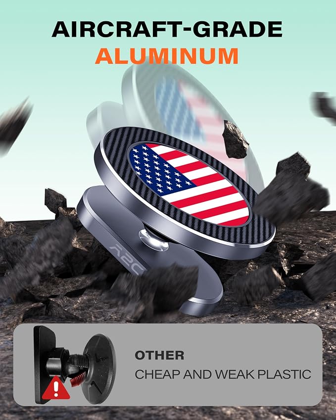 A2C American Flag Alloy Magnetic Golf Cart Phone Holder Golf Accessories | 4th of July Golf Cart Decorations fits EZGO Club Car Yamaha, 250 Anniversary USA Patriotic Golf Gifts for Men Women Essential