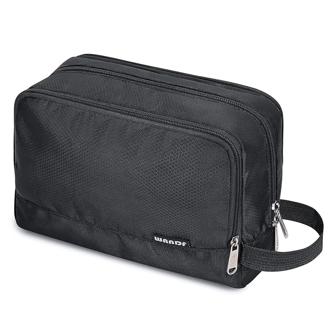 WANDF Travel Toiletry Bag for Men, Small Dopp Kit for Toiletries | Water-Resistant Fabric, Travel Bag for Toiletries, Compact Storage, Shaving Accessories, Weekend Trips