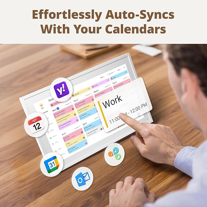 Dragon Touch Digital Calendar 15.6-inch Smart Chore Chart, Home Electronic Wall/Tabletop Calendar with Interactive Display/Touch Screen for Family Schedule Planning, Seamless Data Syncs and APP Access