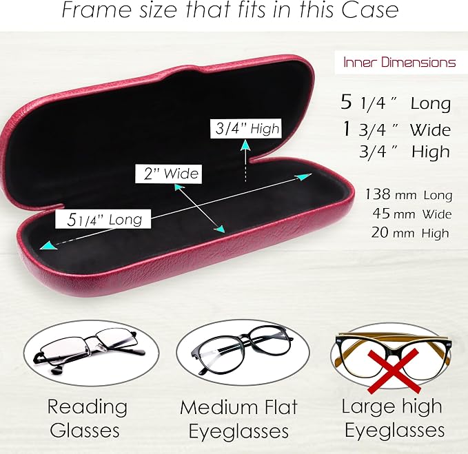 MyEyeglassCase Men Small Glasses case - Eyeglasses Hard Shell Holder Pouch & Cloth-Reading Slim & Narrow Case Heavy Duty