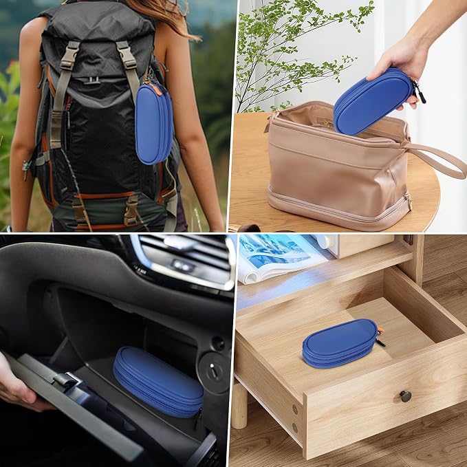 Double Eyeglasses Case Soft Portable Zipper Sunglasses Pouch with Keychain Clip for Men Women