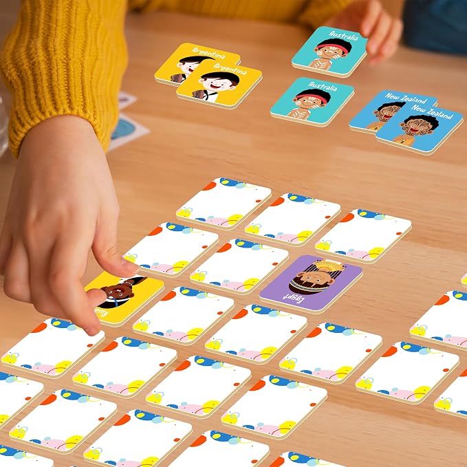 Hebayy 72 PCS Memory Matching Game, 36 Pairs Difference Face Memory Cards Never Forget A Face Matching Game, Educational Learning Toys for Preschool 3 4 5 6 Years Old