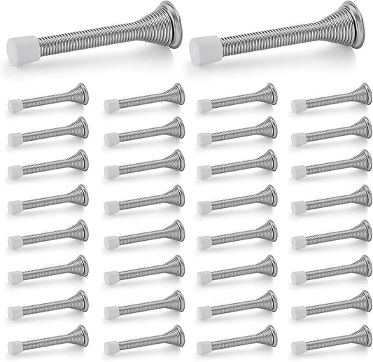 Ravinte Door Stoppers, 36 Pack Satin Nickel Spring Door Stops with Rubber Bumper, Door Stoppers for Bottom of Door