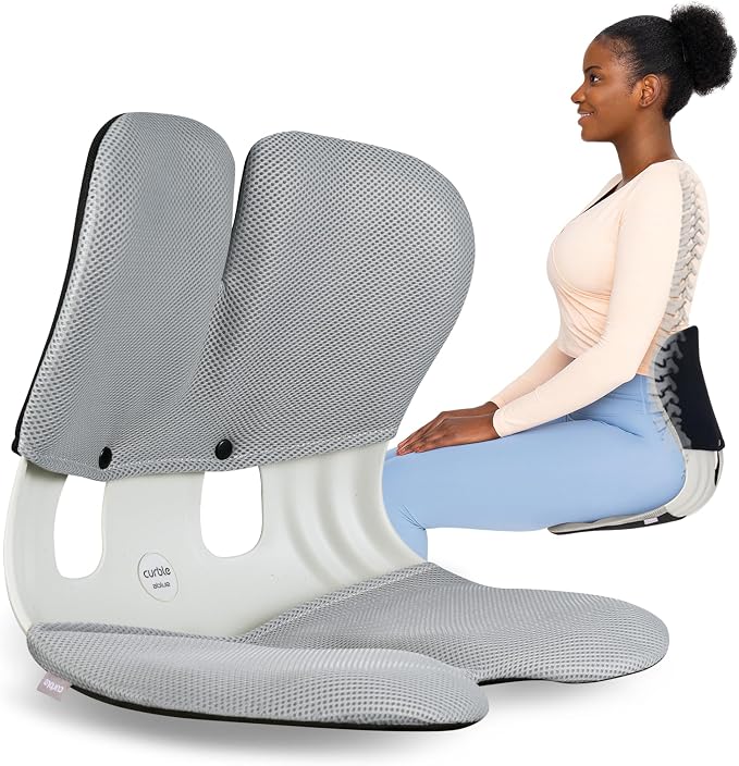 curble Grand Cover Set – Ergonomic Back Support, Washable & Detachable Cushion Cover Grand (Grey)