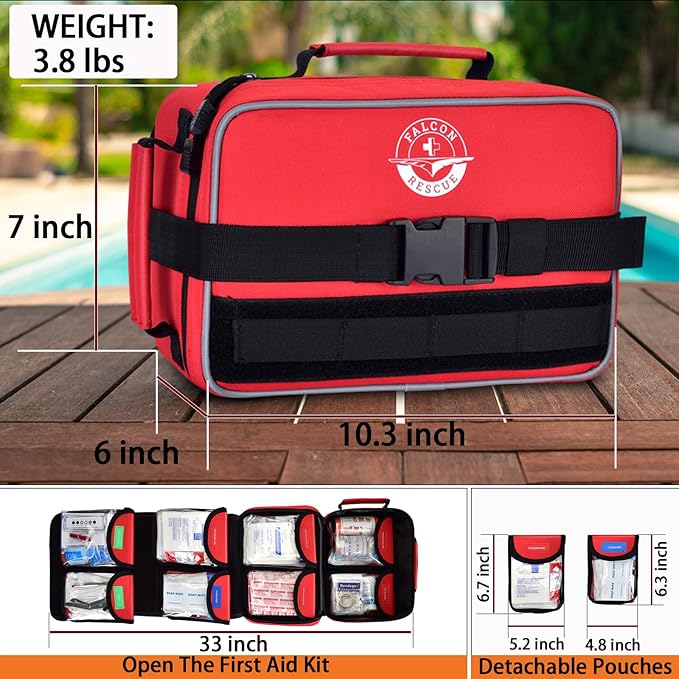 Premium 418-Piece First Aid Kit for Home, Travel, Camping, Hiking & Outdoor Emergencies, Tear-Resistant Survival Kits for Business, Vehicle & School, Multi-Use Emergency Medical Supplies