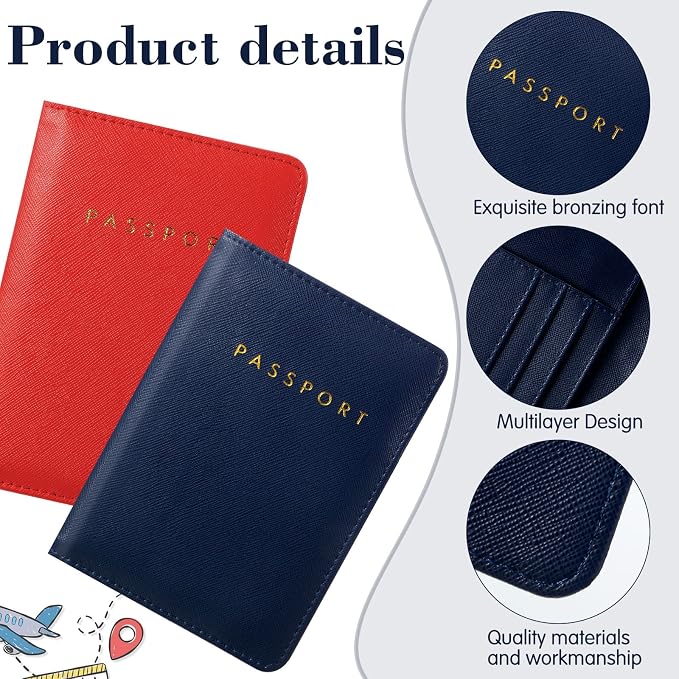 2 Pcs Passport Cover Holder for Travel Waterproof Leather Passport Wallet Case Book Travel Cruise Essentials for Women Men | 2 Pieces