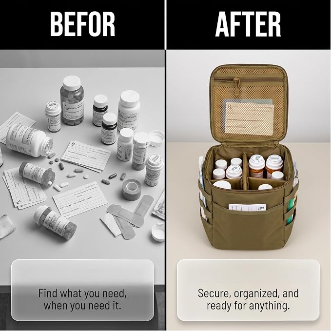 Travel Medicine Bag,Medication Pill Bottle Organizer Empty Case | Medicine Bag For Traveling,Hold Large Pill Bottles,Empty First Aid Bag