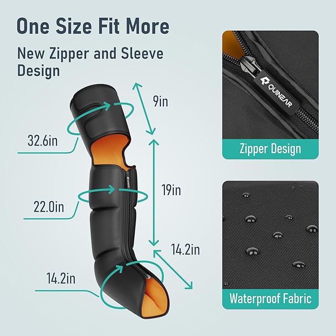 QUINEAR Leg Massager with Compression, 3-in-1 Foot Calf & Thigh Massager and Compression Therapy with Timer, Leg Massage Boots for Circulation and Pain Swelling Edema Relief, FSA-HSA Eligible
