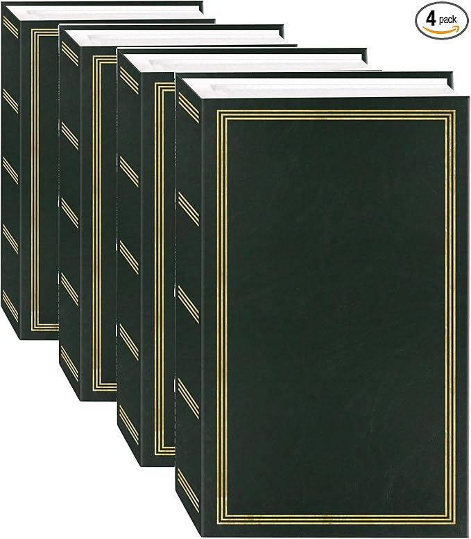 3-Ring Photo Album 504 Pockets Hold 4x6 Photos, Hunter Green (Pack of 4)
