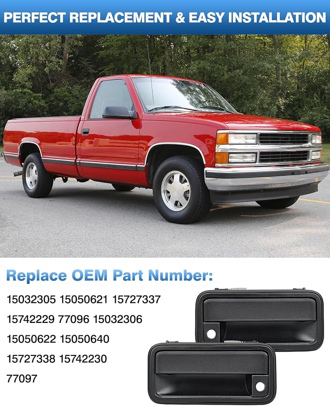 TOP-MAX All Metal Exterior Door Handle Front Replacement for 1995-2000 Chevrolet Chevy Tahoe Suburban C1500 C2500 C3500 K1500 K2500 K3500 GMC Yukon Replaces OE 15742229 15742230