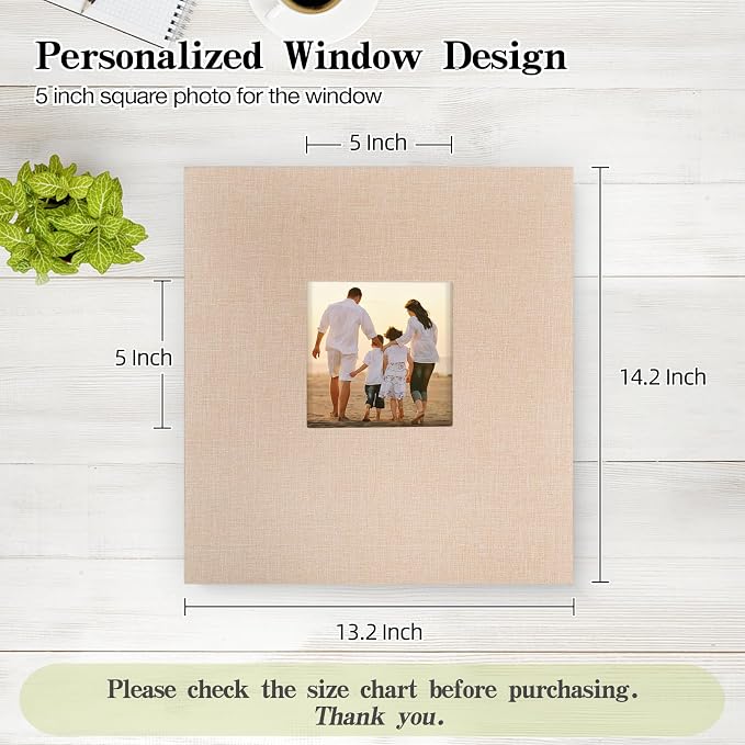 potricher Linen Hardcover Photo Album 4x6 600 Photos Large Capacity for Family Wedding Anniversary Baby Vacation (Beige, 600 Pockets)