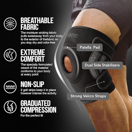 APOYO Knee Brace for Women & Men - Knee Compression Sleeve For Knee Pain Relief, Meniscus Tear, ACL, Arthritis, Joint Pain Relief, with Patella Gel Pad & Side Stabilizers (Small) Gray