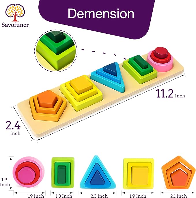 Dementia Toys for Seniors, Wooden Activities for Alzheimer Patients | Easy Color & Number Cognitive Dementia Product for Elderly, 15 Pieces Parkinson Game Puzzle Shape Pattern Matching Board Gift
