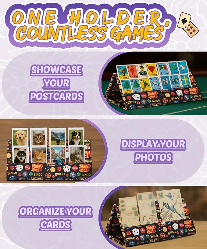 Card Holder for Canasta, Poker, Bridge & Casino Games | Bingo Pull Tabs & Gambling Tickets - Card Game Player Gifts for Adults & Seniors