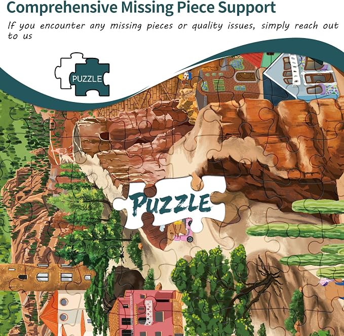 1000 Piece Jigsaw Puzzles for Adults, Mining Town Cliff Puzzle with 1:1 HD Poster, Precise Interlocking, Letter Markings on Back, Dust-Free, Stress Relief & Ideal Family Game Gift