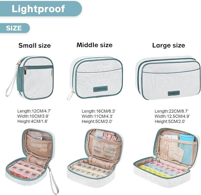 Weekly Travel Pill Organizer Pill Case for Purse with Removable 7 Day Pill Box Holder,Cute Medication Organizer Pill Container for Medicine, Vitamin, Fish Oils,Supplement (Teal, Small)