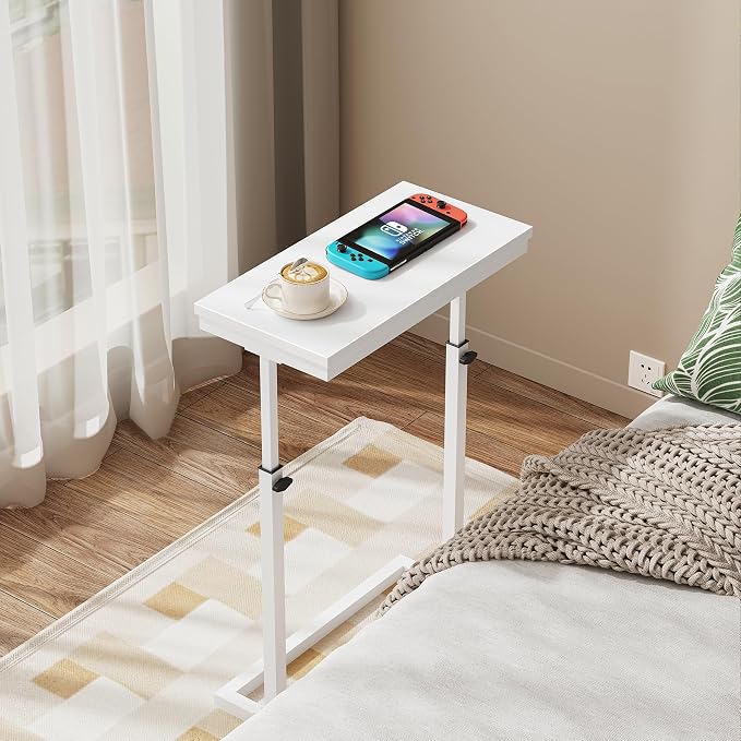 TUTOTAK End Table, Side Table, Tall Couch Table, Sofa Table, Set of 2 | for living Room, Bedroom, White TB01BW0832