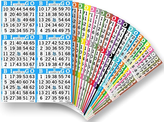 Bingo Books – 6 Faces, 20 Pages Each, 50 Disposable Game Books – 20-Color Rotation, Recyclable Dauber Sheets for Seniors & Events (6on20up)