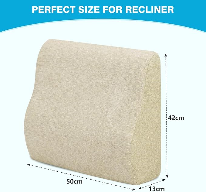 Back Support Pillow for Recliner Dual Layer Lumbar Support Pillow with Gel Memory Foam Ergonomic Orthopedic Lumbar Cushions for Elderly Lower Back Pain Relief Washable Cover Khaki
