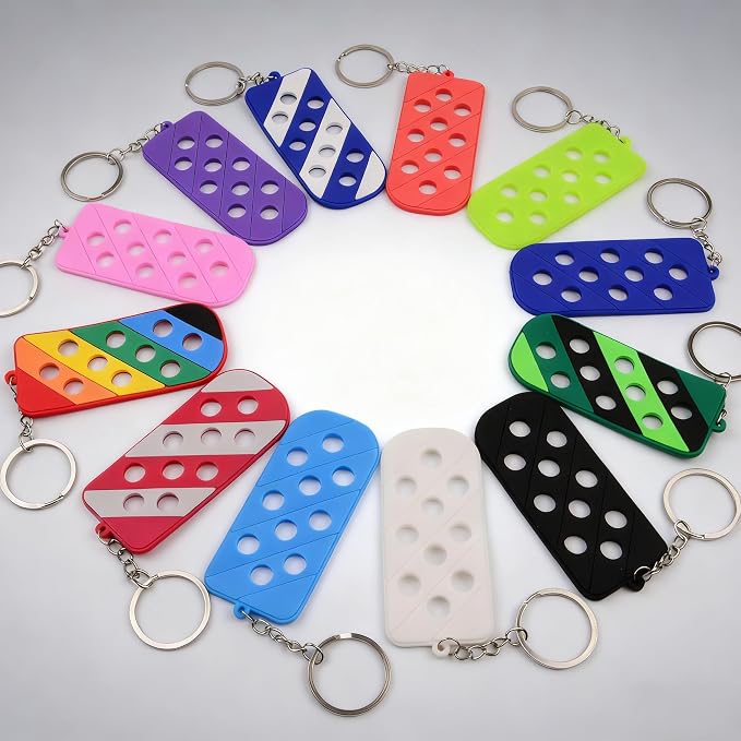 12 Pcs Shoe Charm Keychain Holder Organizer 12 Colors | PVC Material, Luggage Tag Hole, Keyring Storage