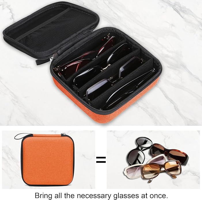 Bukere Travel Sunglasses Organizer Case Adjustable Slot For Multiple Eyeglasses Hard-shell Portable Storage Box for Men Women
