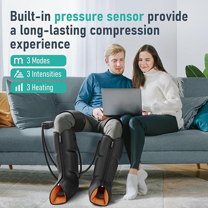 QUINEAR Leg Massager, 3-in-1 Heat and Compression Therapy, Air Compression Leg Recovery System, Leg Massage Boots for Circulation and Pain Relief, FSA-HSA-Eligible