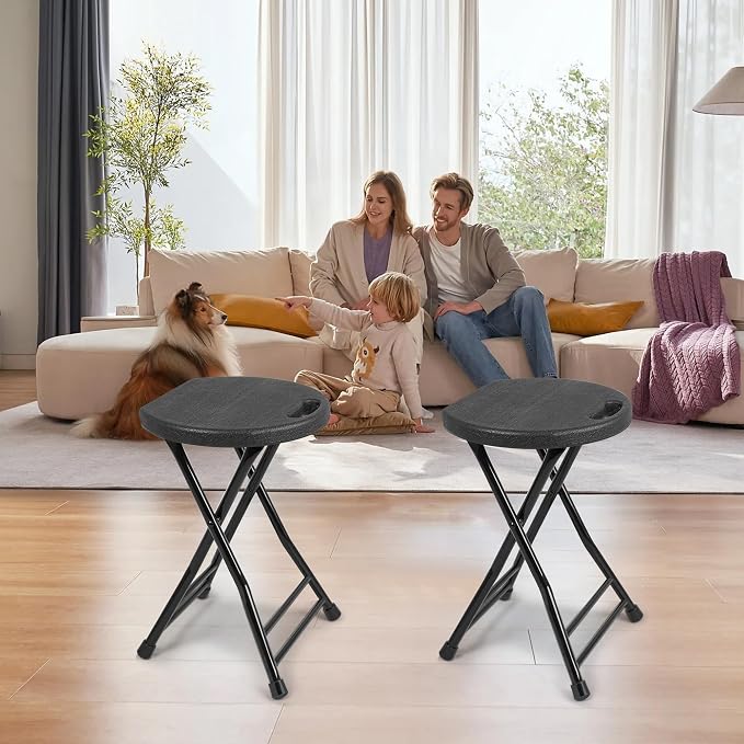 Folding Stool with Handle, Folding Chair,Folding Bar Stool with Non-Slip Feet,Indoor and Outdoor Foldable Stool for Adults(13"×11.5"×18")