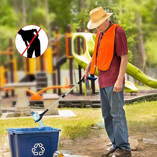 2 Pack 32 Inch Commercial Trash Grabber for Elderly Assist, Heavy Duty Lightweight Reacher with Ergonomic Handle & Non-Slip Grip, Multi-Use Outdoor Home Garden Cleanup Mobility Aid Tool