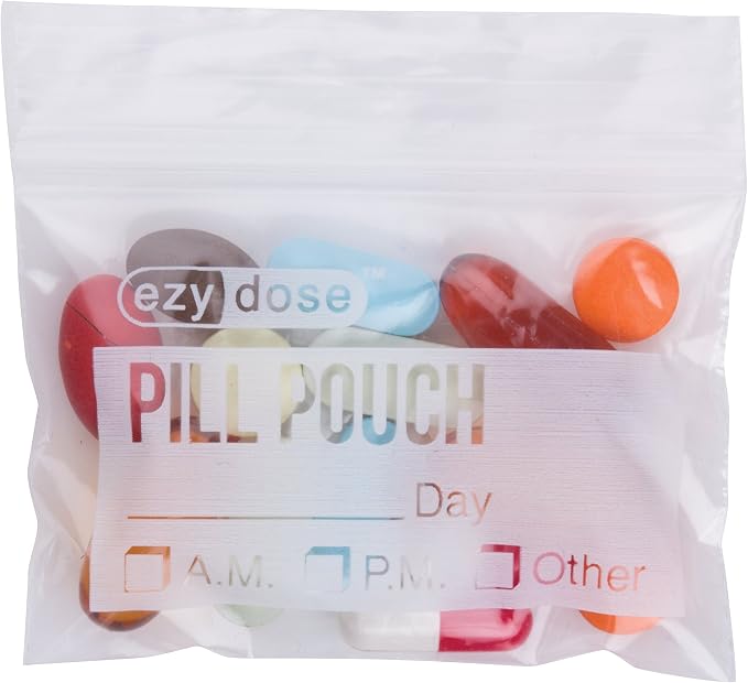 Ezy Dose Disposable Pill Pouches, Pill and Vitamin Storage, Clear, 50 Count (Pack of 2)