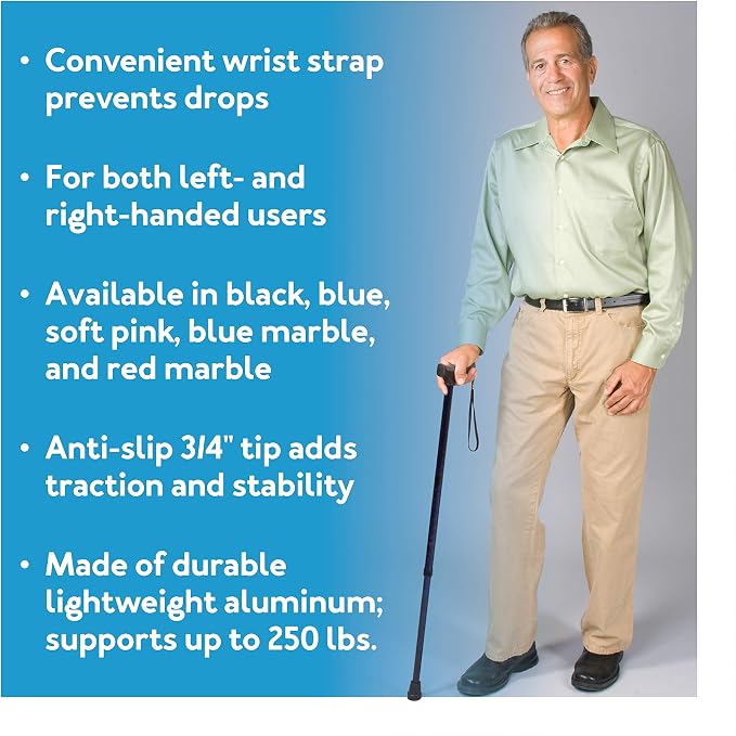 Carex Soft Grip Walking Cane - Height Adjustable Cane with Wrist Strap - Latex Free Soft Cushion Handle, Pink (Pack of 2)