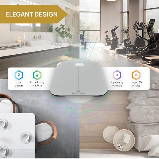 INEVIFIT Smart Premium Bathroom Scale, Highly Accurate Bluetooth Digital Bathroom Body Weight Scale, Precisely Measures Weight & BMI for Unlimited Users