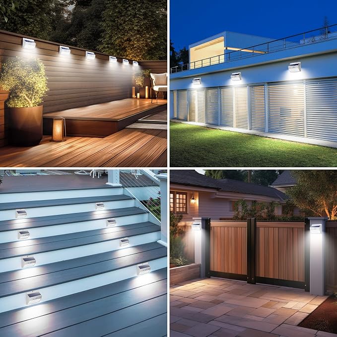2 Pack Solar Motion Sensor Lights Outdoor Waterproof with 3 Modes | Cool White, White Frame, LED, Solar Powered, Security Lighting for Outside Wall Garden Fence Yard Deck Patio Garage