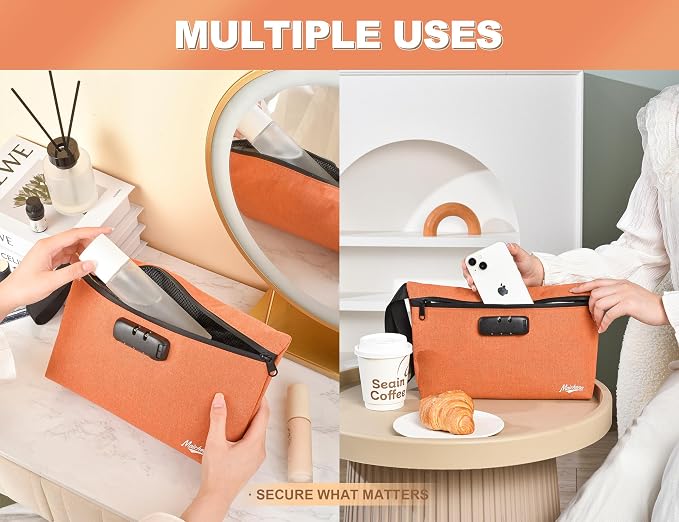 Smell Proof Bag with Combination Lock Large Storage Container Medicine Lock Bag Money Organizer Travel Storage Pouch