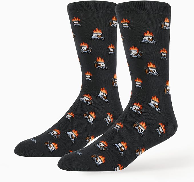ZEETY Golf Socks – Funny Cart on Fire Novelty Socks, Golf Accessories and Gifts for Men and Women, 1 Pair per Pack, Size 9-13