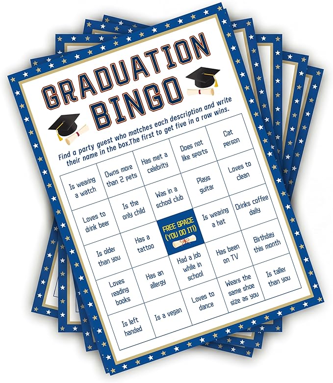 30PCS 2026 Graduation Party Game Cards, Graduation Bingo Game, Senior High School & College Graduation Party Favors-MG02